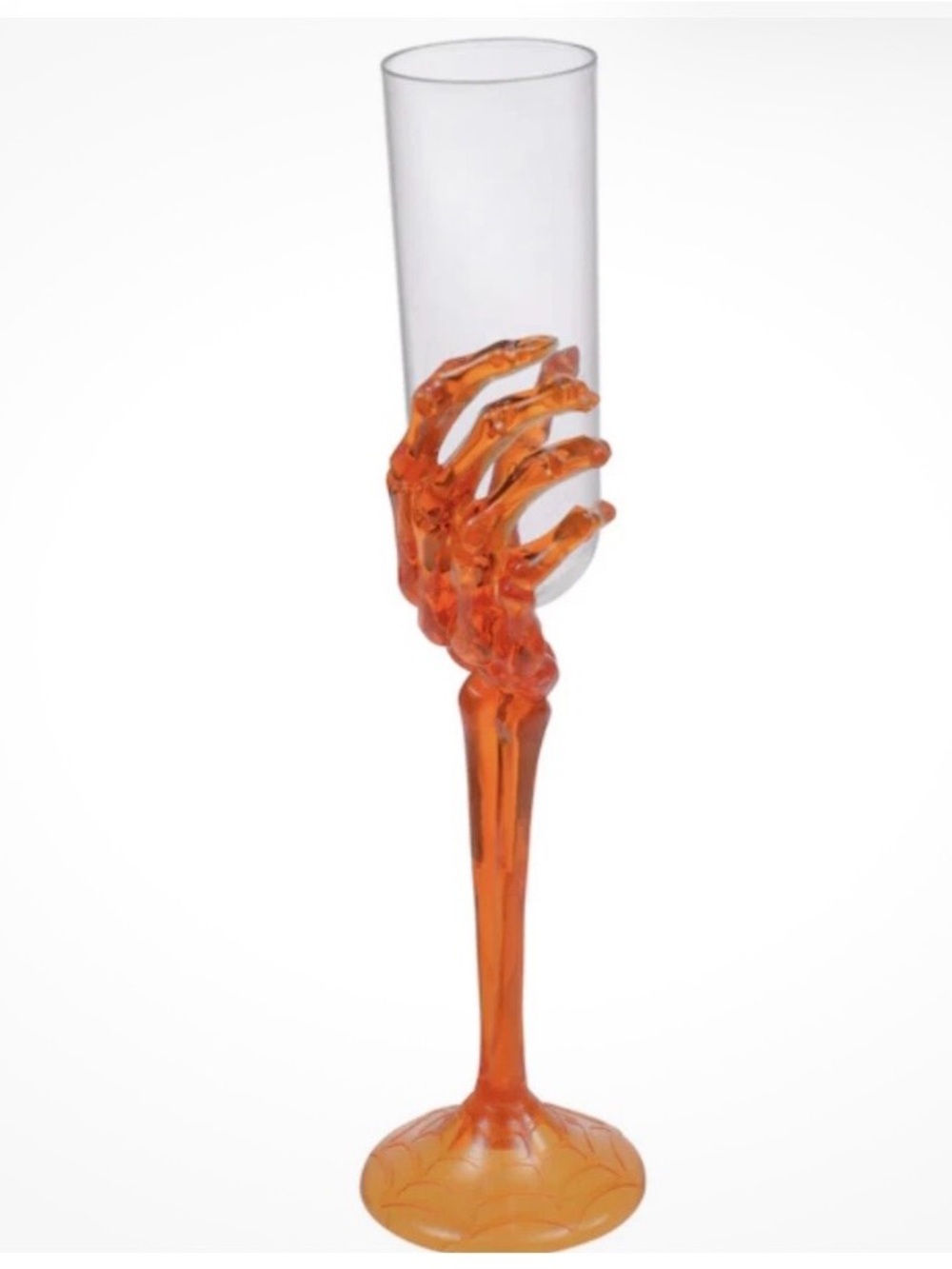 Halloween Spooky Skeleton Plastic Acrylic Hand Champagne Flute Set of 2